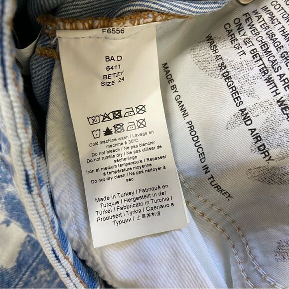 Ganni Betzy Blue Jeans Bleached Wide Leg High Waist Flare Size 24 - Picture 13 of 14